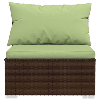 vidaXL Salon de jardin 4 pcs avec coussins résine tressée marron