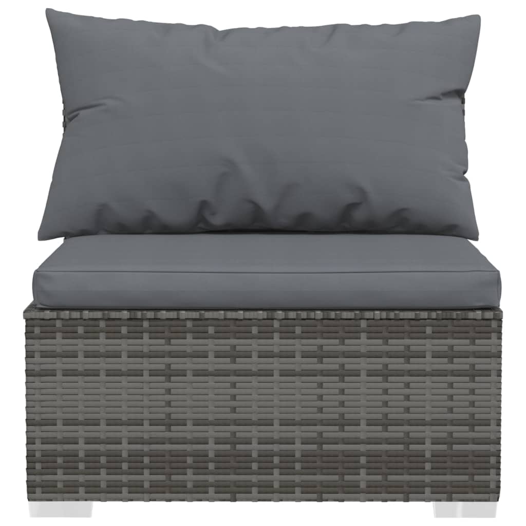 vidaXL Salon de jardin 4 pcs avec coussins résine tressée gris