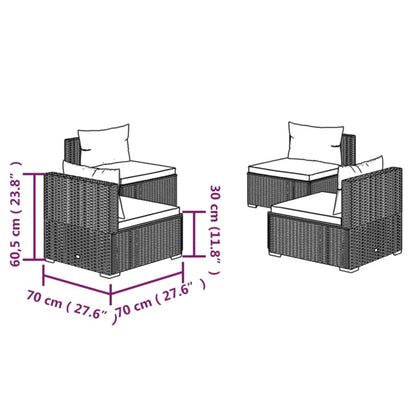 vidaXL Salon de jardin 4 pcs avec coussins résine tressée gris