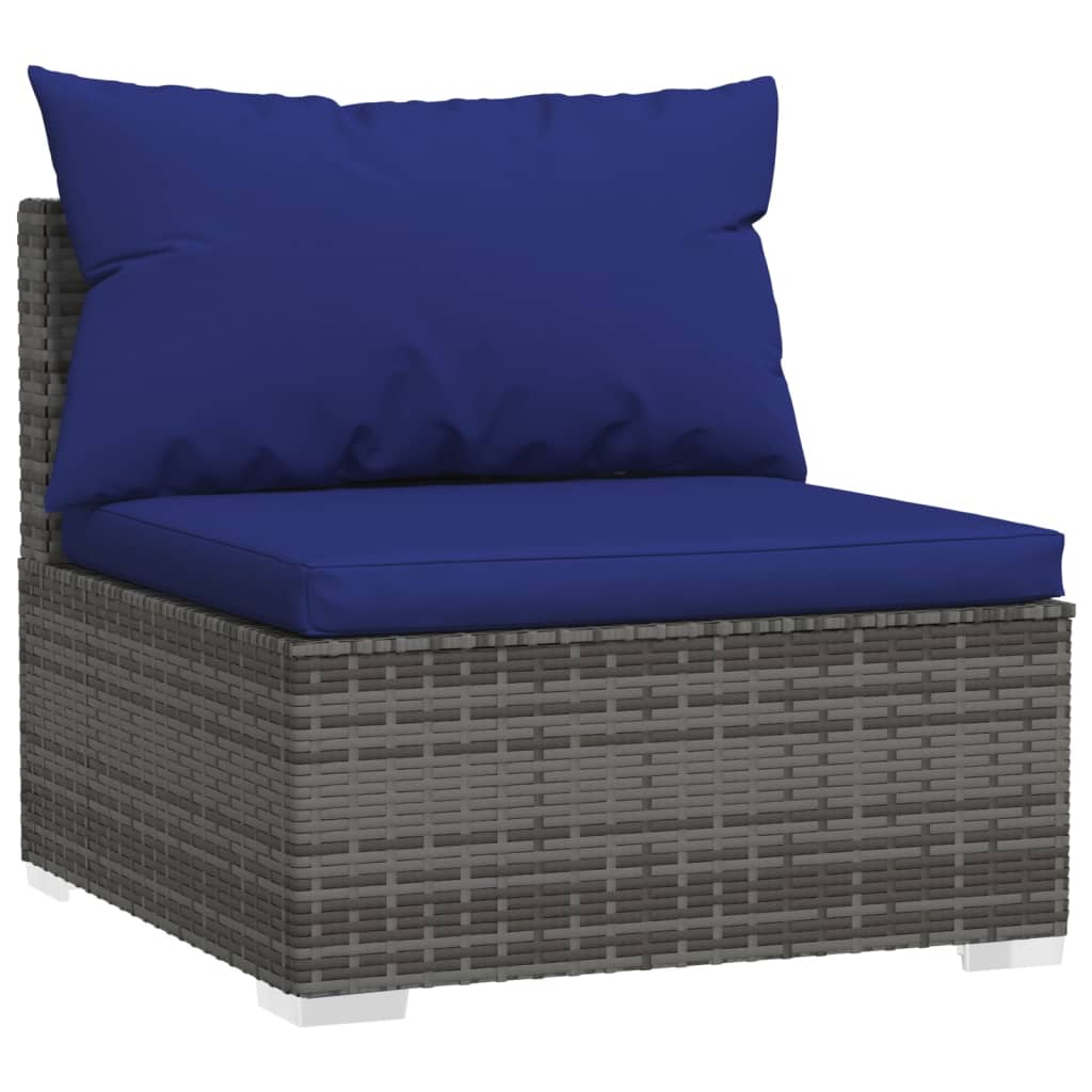 vidaXL Salon de jardin 5 pcs avec coussins résine tressée Gris