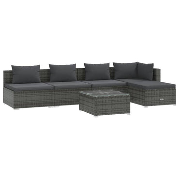 vidaXL 6-tlg. Garten-Lounge-Set mit Kissen Poly Rattan Grau