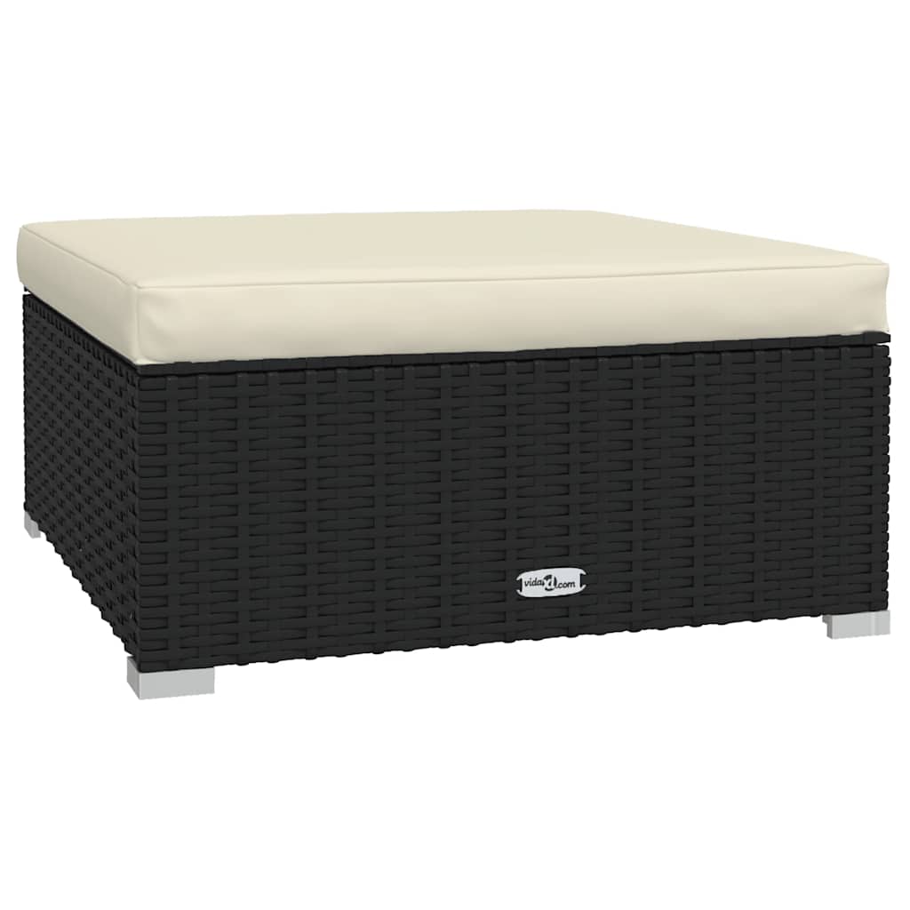 vidaXL Salon de jardin 4 pcs avec coussins résine tressée noir
