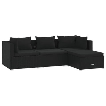 vidaXL Salon de jardin 4 pcs avec coussins résine tressée noir