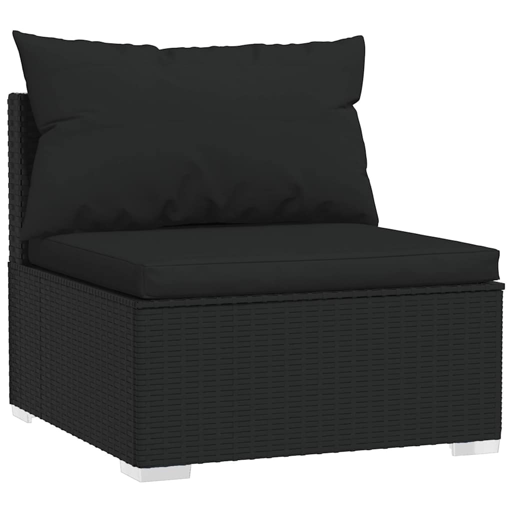 vidaXL Salon de jardin 4 pcs avec coussins résine tressée noir