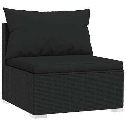 vidaXL Salon de jardin 4 pcs avec coussins résine tressée noir