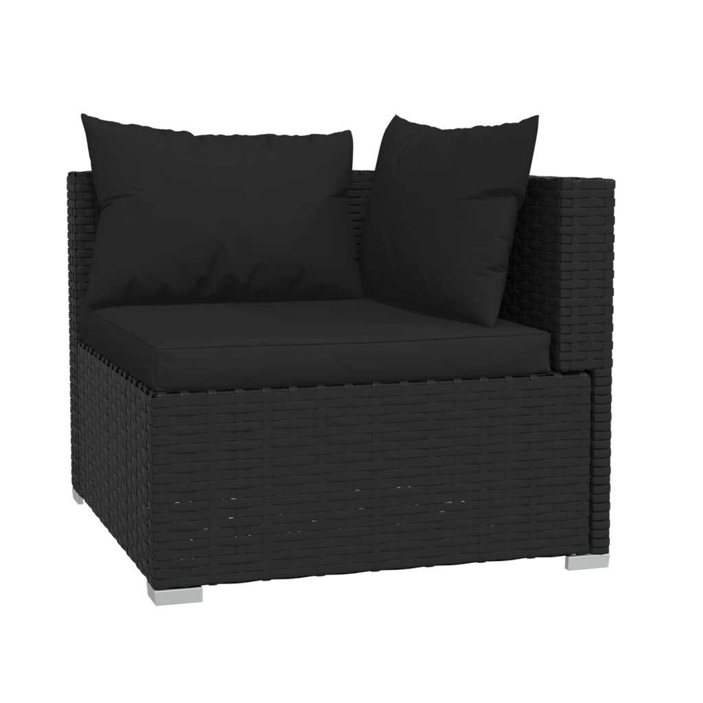 vidaXL Salon de jardin 4 pcs avec coussins résine tressée noir