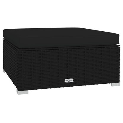 vidaXL Salon de jardin 4 pcs avec coussins résine tressée noir