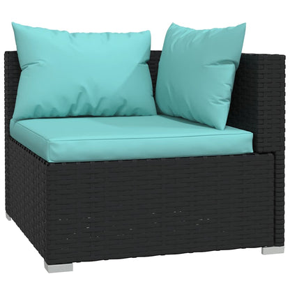 vidaXL Salon de jardin 4 pcs avec coussins résine tressée noir