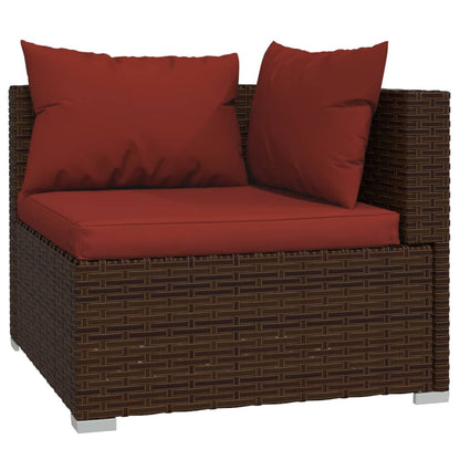 vidaXL Salon de jardin 4 pcs avec coussins résine tressée marron