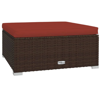 vidaXL Salon de jardin 4 pcs avec coussins résine tressée marron