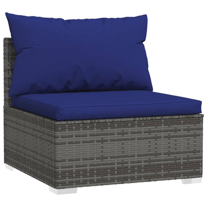 vidaXL Salon de jardin 6 pièces avec coussins, résine tressée, gris