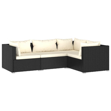 vidaXL Salon de jardin 4 pcs avec coussins résine tressée noir