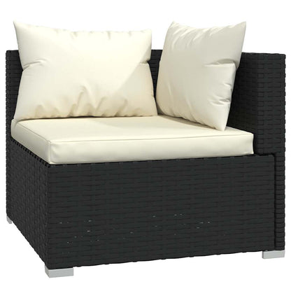 vidaXL Salon de jardin 4 pcs avec coussins résine tressée noir