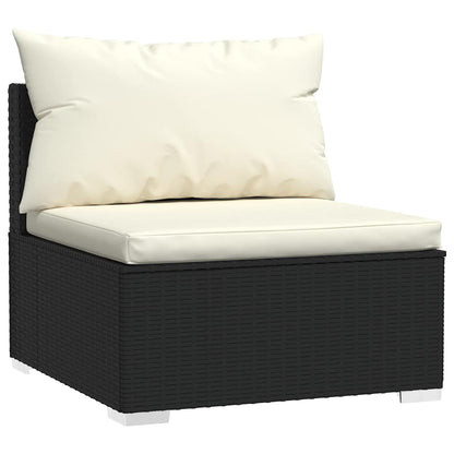vidaXL Salon de jardin 4 pcs avec coussins résine tressée noir
