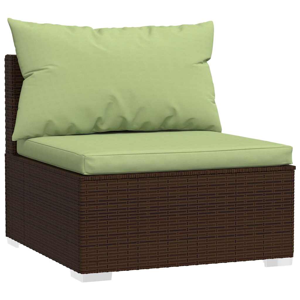 vidaXL Salon de jardin 4 pcs avec coussins résine tressée marron