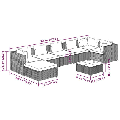 vidaXL 8-tlg. Garten-Lounge-Set mit Kissen Poly Rattan Braun