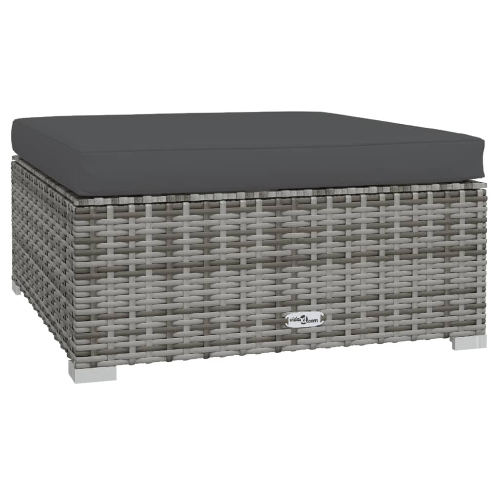 vidaXL 9-tlg. Garten-Lounge-Set mit Kissen Poly Rattan Grau