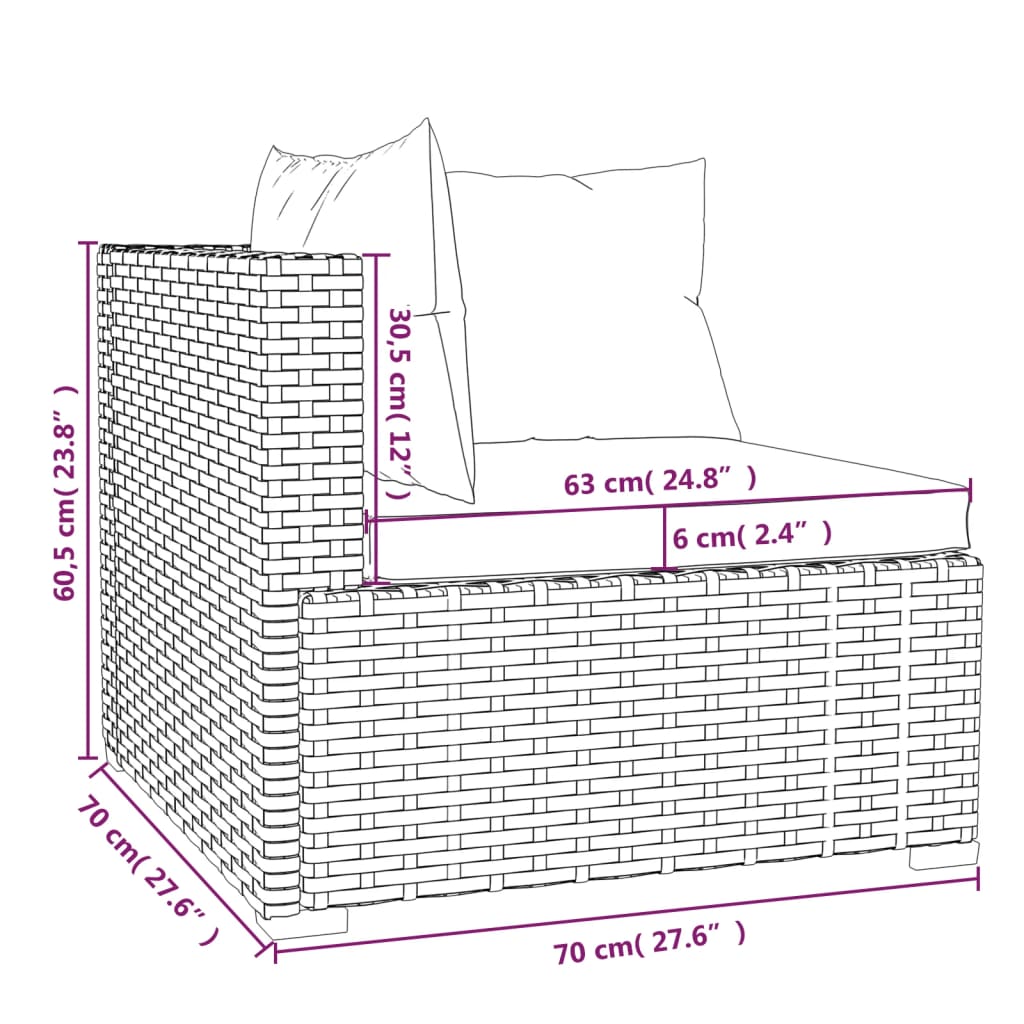 vidaXL 12-tlg. Garten-Lounge-Set mit Kissen Grau Poly Rattan