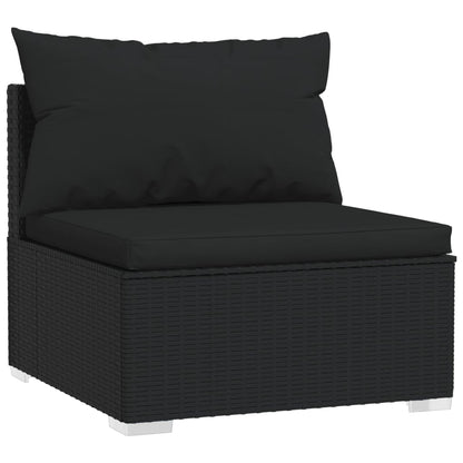 vidaXL Salon de jardin 4 pcs avec coussins résine tressée noir