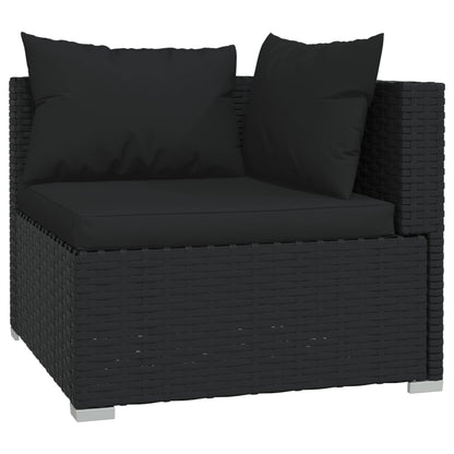 vidaXL Salon de jardin 4 pcs avec coussins résine tressée noir