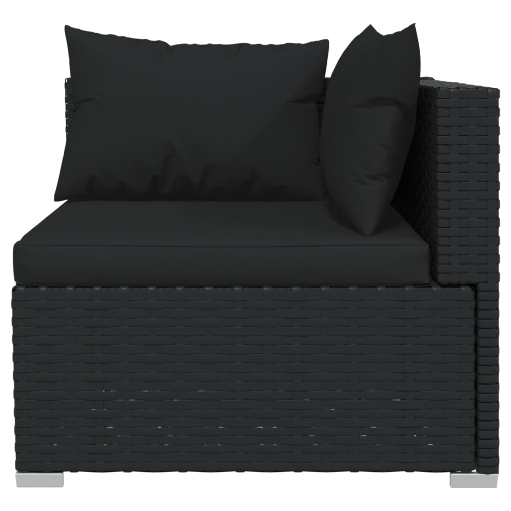 vidaXL Salon de jardin 4 pcs avec coussins résine tressée noir