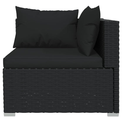 vidaXL Salon de jardin 4 pcs avec coussins résine tressée noir