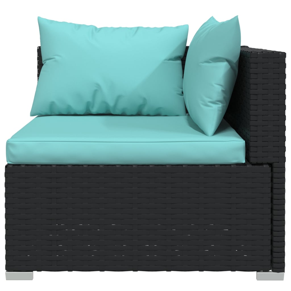 vidaXL Salon de jardin 4 pcs avec coussins résine tressée noir