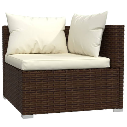 vidaXL Ensemble de salon de jardin 4 pcs avec coussins résine tressée marron