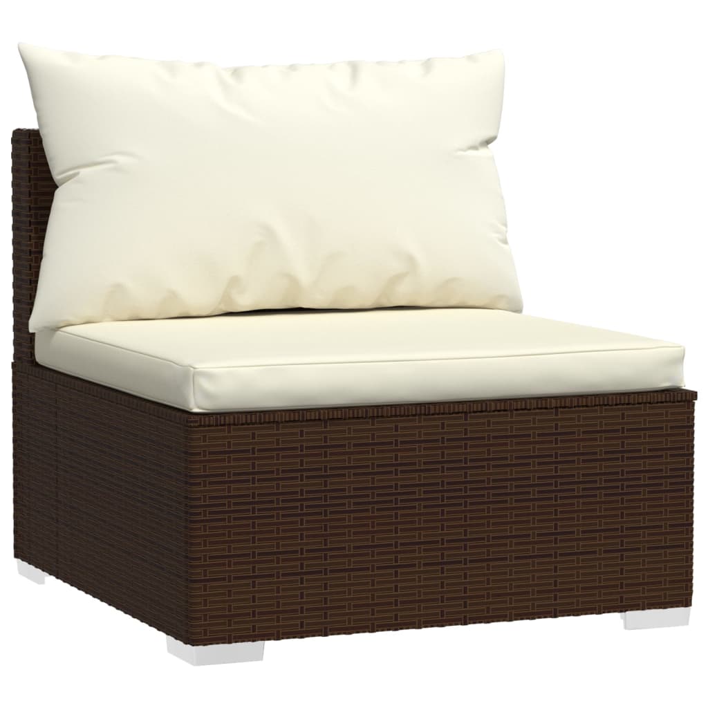 vidaXL Ensemble de salon de jardin 4 pcs avec coussins résine tressée marron