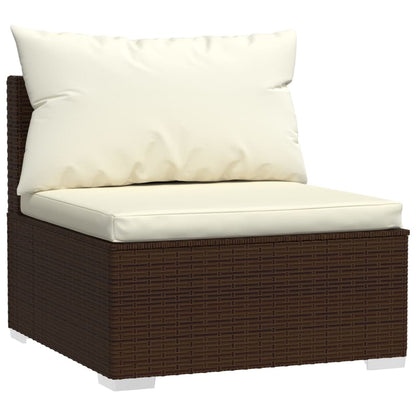 vidaXL Ensemble de salon de jardin 4 pcs avec coussins résine tressée marron