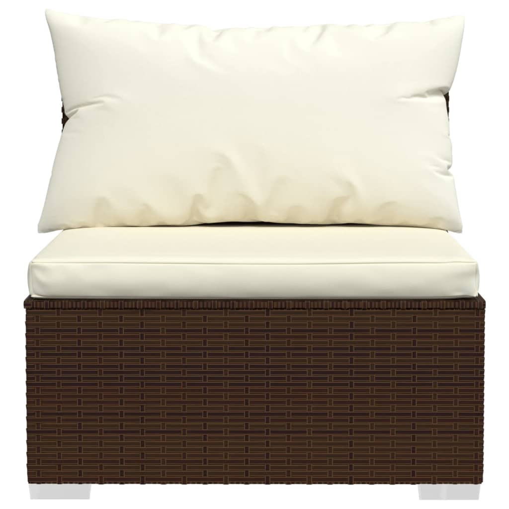 vidaXL Ensemble de salon de jardin 4 pcs avec coussins résine tressée marron