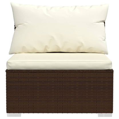 vidaXL Ensemble de salon de jardin 4 pcs avec coussins résine tressée marron