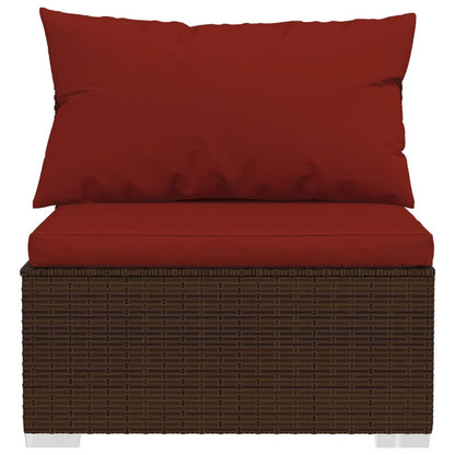 vidaXL Salon de jardin 4 pcs avec coussins résine tressée marron