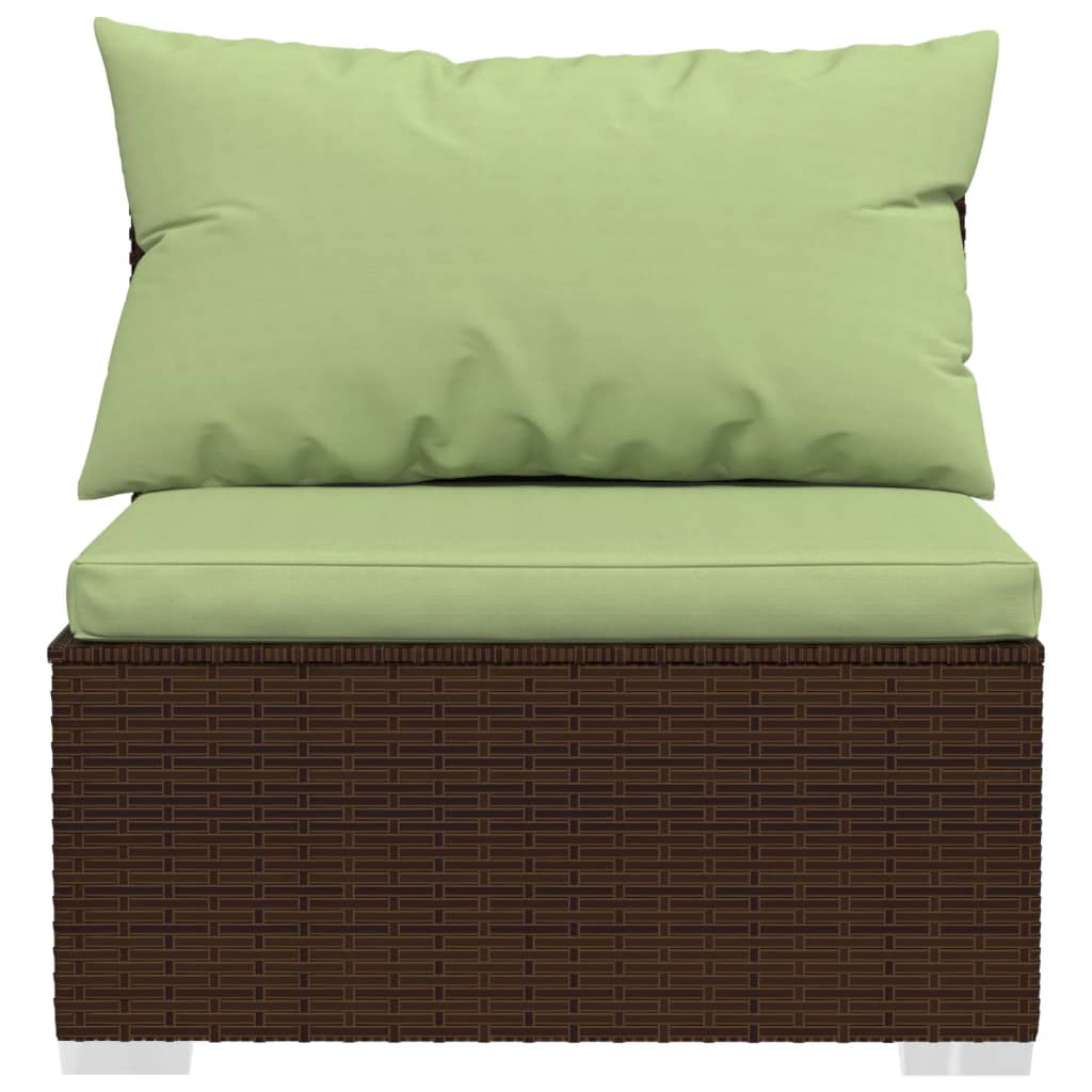 vidaXL Salon de jardin 4 pcs avec coussins résine tressée marron
