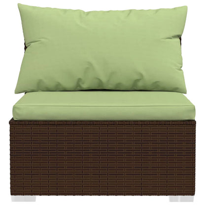 vidaXL Salon de jardin 4 pcs avec coussins résine tressée marron