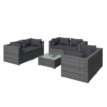 vidaXL Salon de jardin 7 pcs avec coussins résine tressée gris