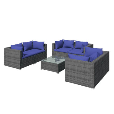 vidaXL Salon de jardin 7 pcs avec coussins résine tressée gris