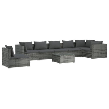 vidaXL 8-tlg. Garten-Lounge-Set mit Kissen Poly Rattan Grau