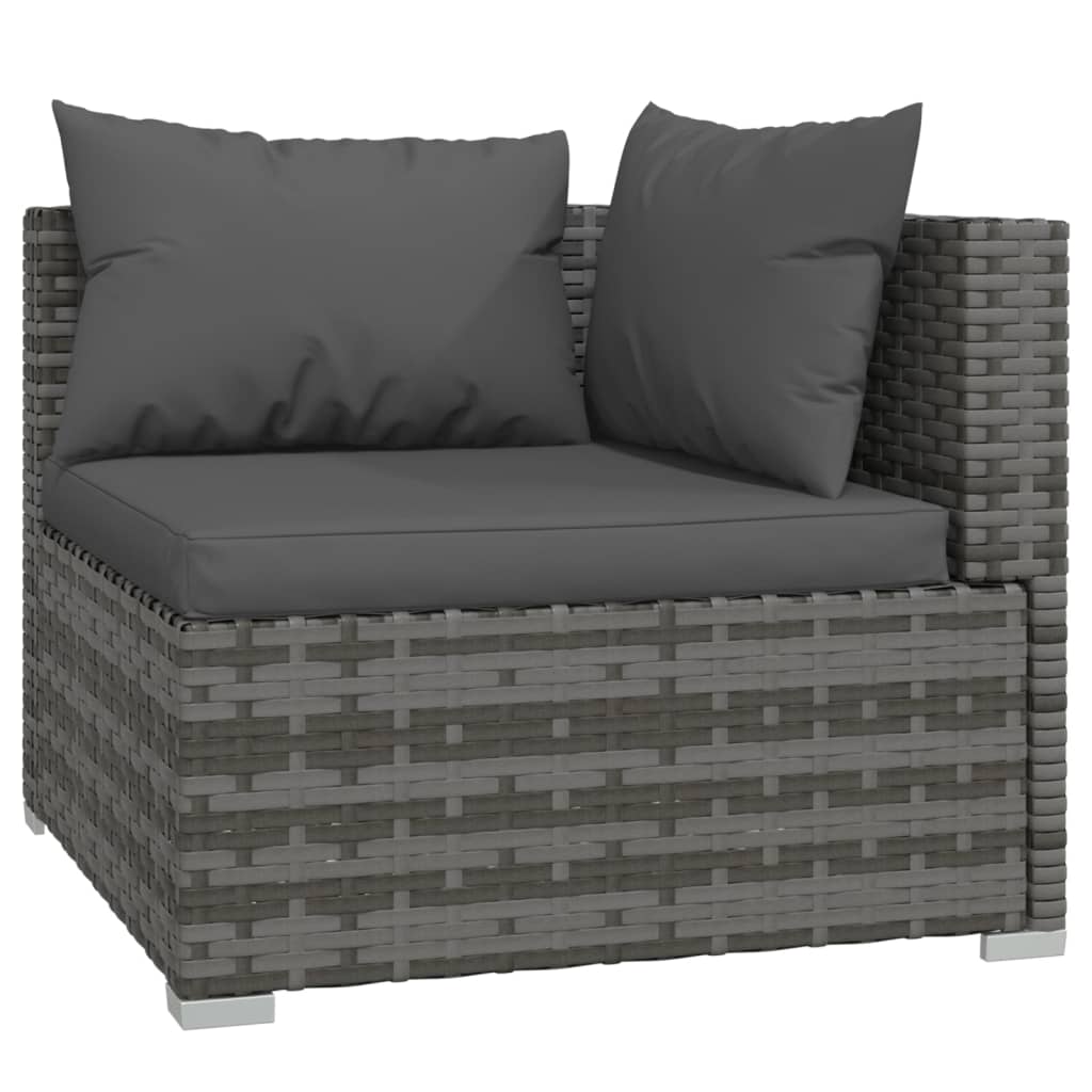 vidaXL 12-tlg. Garten-Lounge-Set mit Kissen Poly Rattan Grau