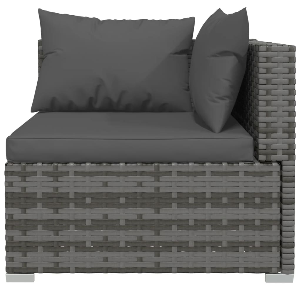 vidaXL 12-tlg. Garten-Lounge-Set mit Kissen Poly Rattan Grau