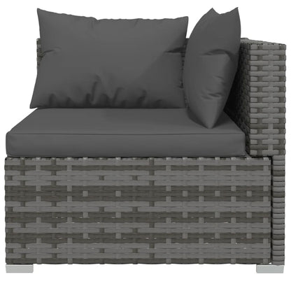 vidaXL 12-tlg. Garten-Lounge-Set mit Kissen Poly Rattan Grau