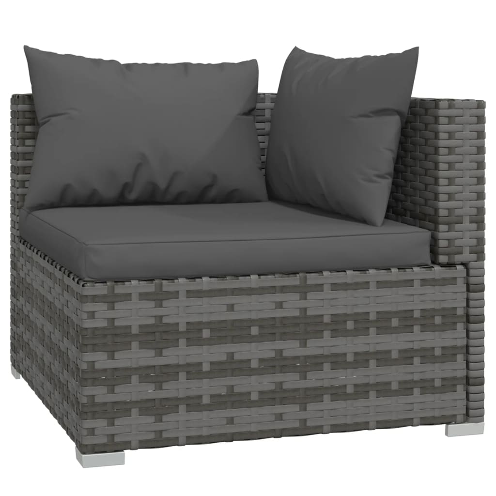 vidaXL 13-tlg. Garten-Lounge-Set mit Kissen Poly Rattan Grau