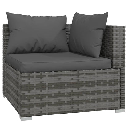 vidaXL Salon de jardin 11 pcs avec coussins résine tressée gris