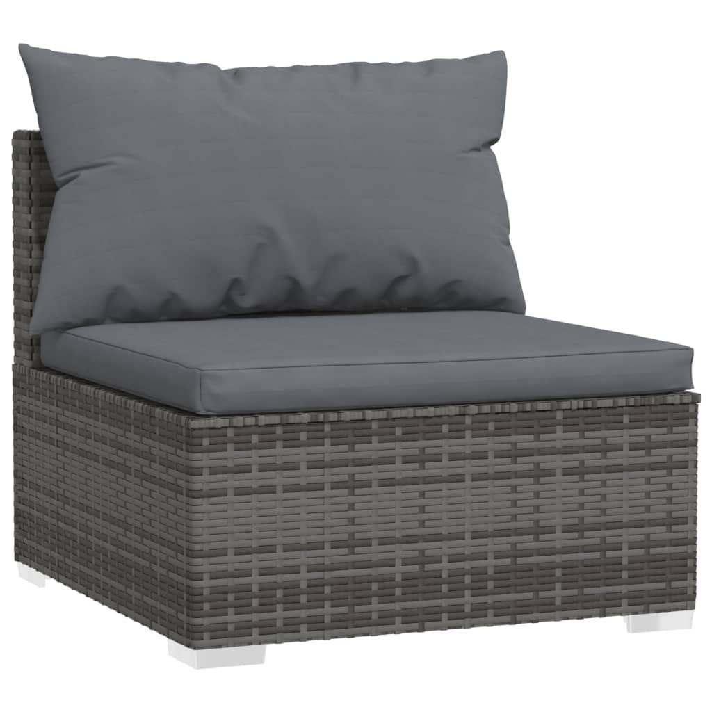 vidaXL Salon de jardin 11 pcs avec coussins résine tressée gris