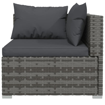 vidaXL 14-tlg. Garten-Lounge-Set mit Kissen Grau Poly Rattan