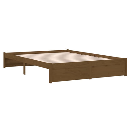 vidaXL Lit en bois massif marron miel 140x190 cm