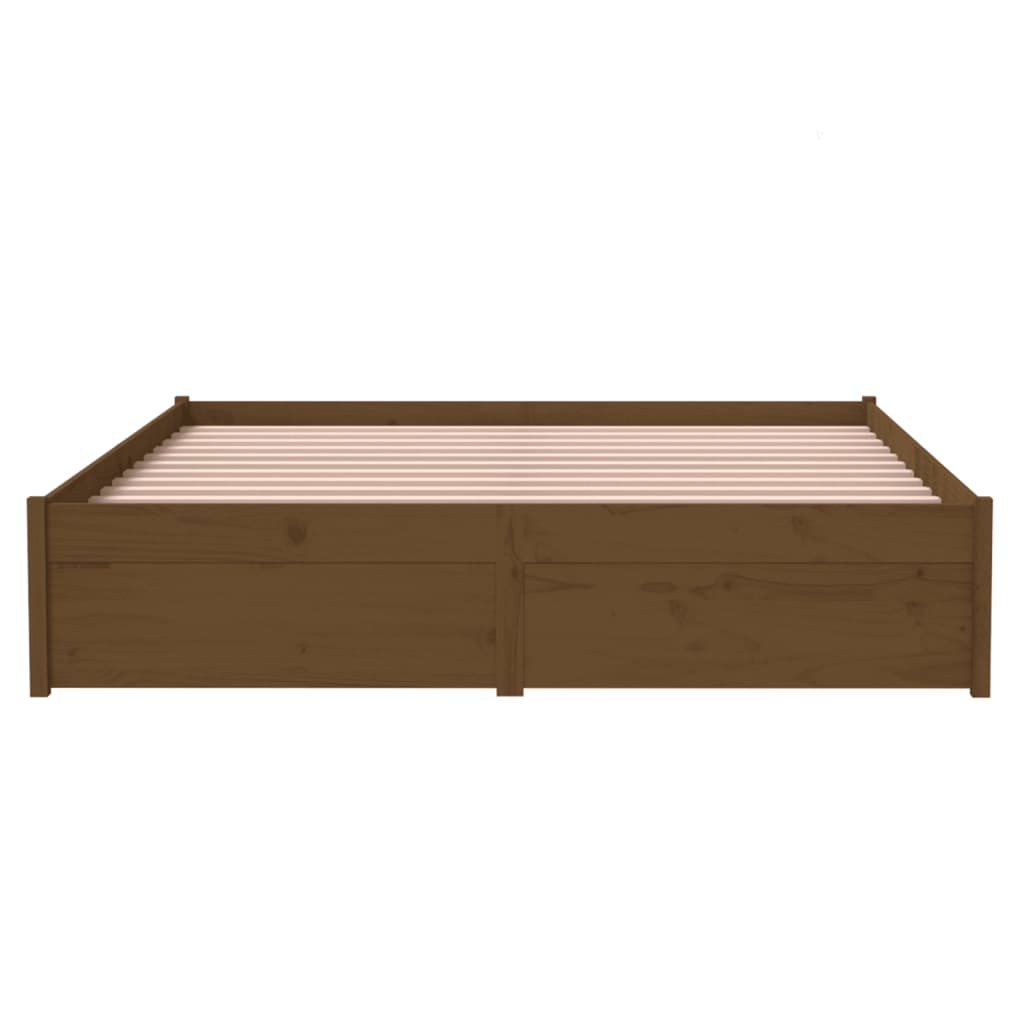 vidaXL Lit en bois massif marron miel 140x190 cm
