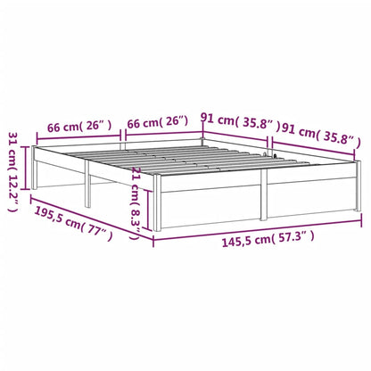 vidaXL Lit en bois massif marron miel 140x190 cm