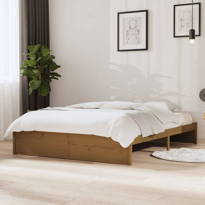 vidaXL Lit en bois massif marron miel 140x190 cm