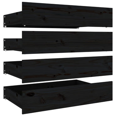 vidaXL Bettschubladen 4 Stk. Schwarz Massivholz Kiefer